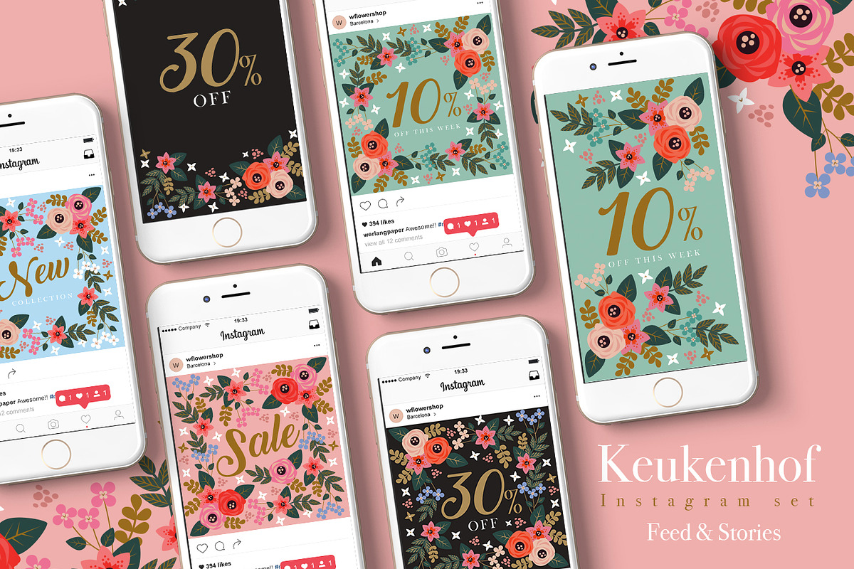 Keukenhof Instagram Set, a Social Media Template by Werlang Paper (Photo 1 of 6)