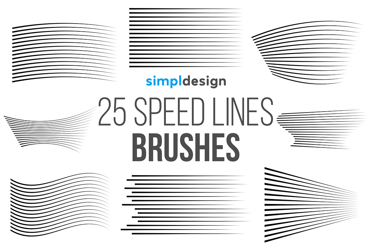 25 Speed Lines Photoshop Brushes, a Brush Add-On by SimplDesign (Photo 1 of 3)
