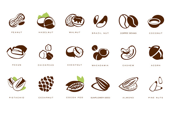 Nuts Beans And Seed Icons