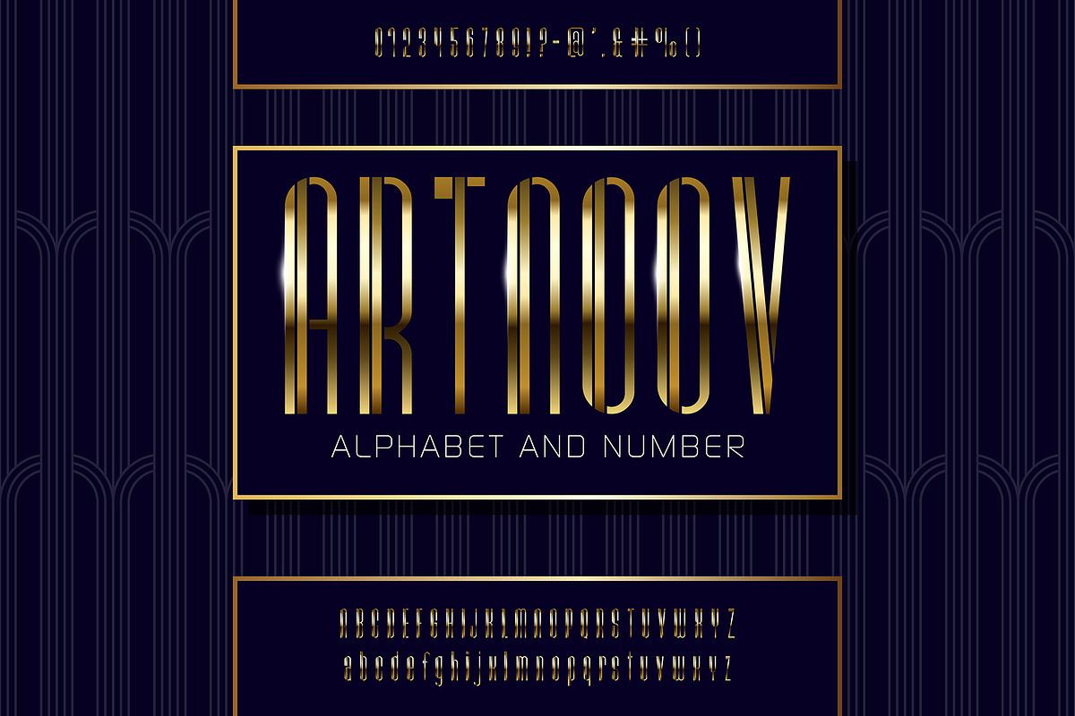 Golden Art Deco Font Set, a Graphic by Pro_Vector (Photo 3 of 3)