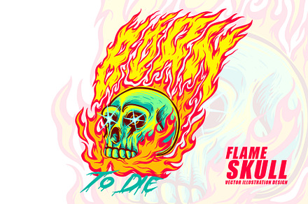 Flame Skull Illustration and pattern