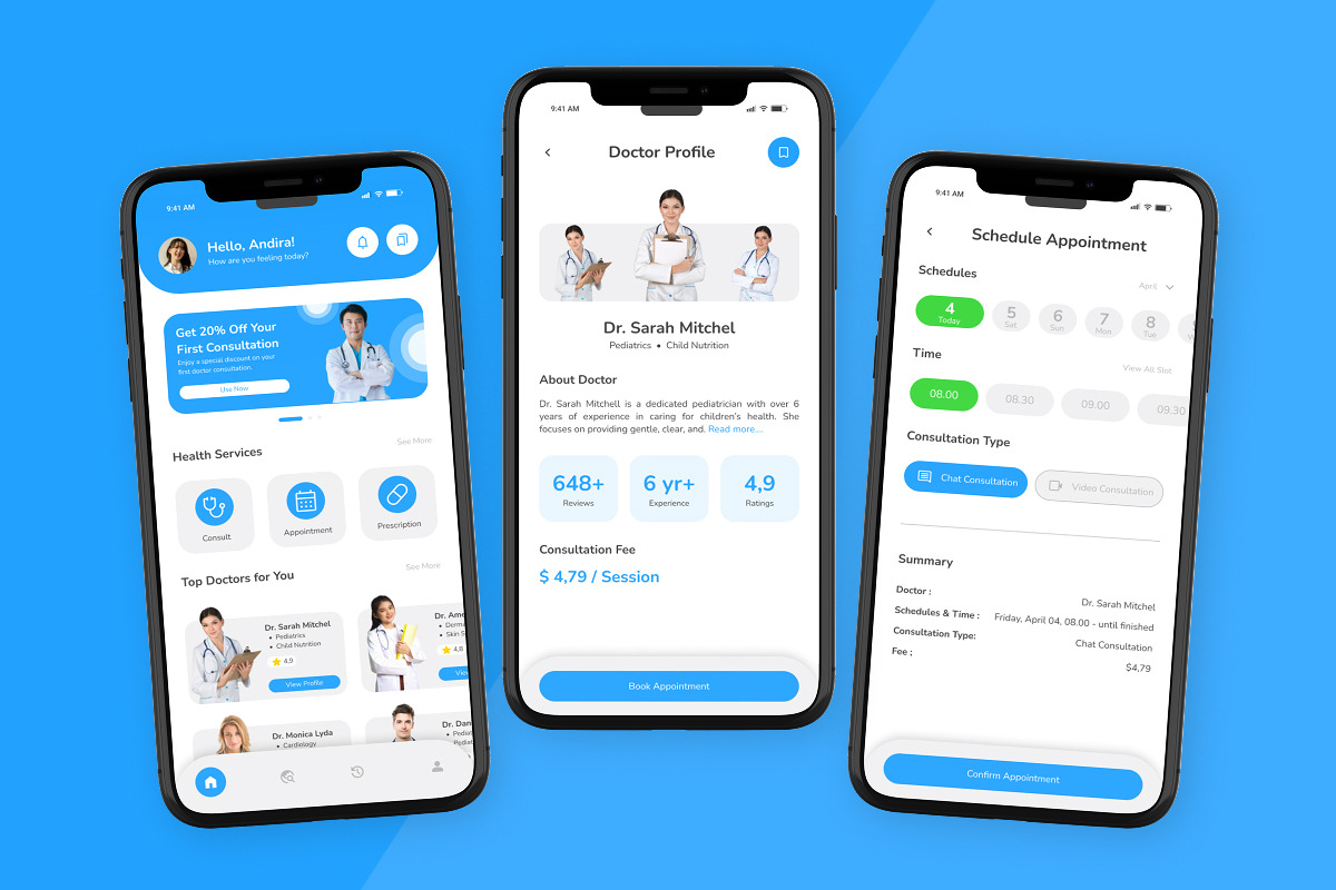 Mediva - Online Doctor App UI, an App Template by trabaskriya (Photo 3 of 5)