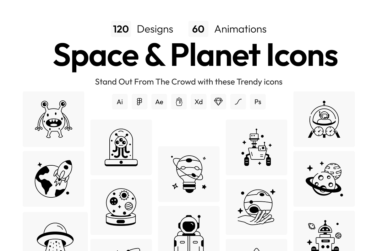 Animated Space and Planet Icons, a Duotone Icon by Vectors Market (Photo 1 of 8)