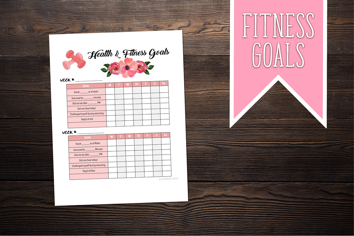 Health and Fitness Goal Tracker, a Stationery Template by Genesis Printables
