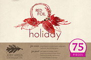 Graphics Bundle: Red Foil Holiday | Templates &amp; Themes ~ Creative Market