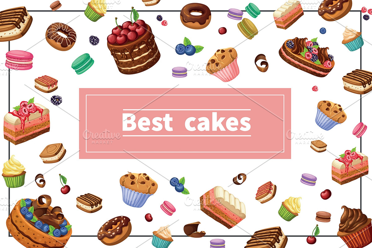 Cartoon Sweets Colorful Concept, a Decorative Illustration by Alexander Belenkiy