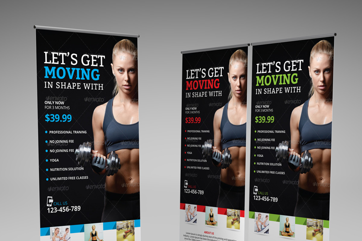 Fitness Roll-up Banner Template, a Marketing Template by Design'sTRIBE (Photo 1 of 5)