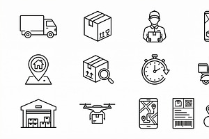 Bundle Delivery Service Outline Icon, an Icon by adenpinkstore