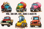 Cartoon Trucks and Diggers, a Transportation Illustration by PrintHaven Designs (Thumbnail 5 of 7)