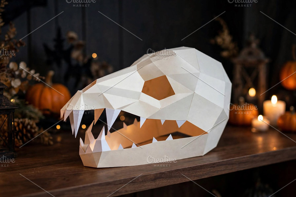 Halloween skull decor- 3d papercraft, a Card Template by PAPER amaze (Photo 3 of 4)