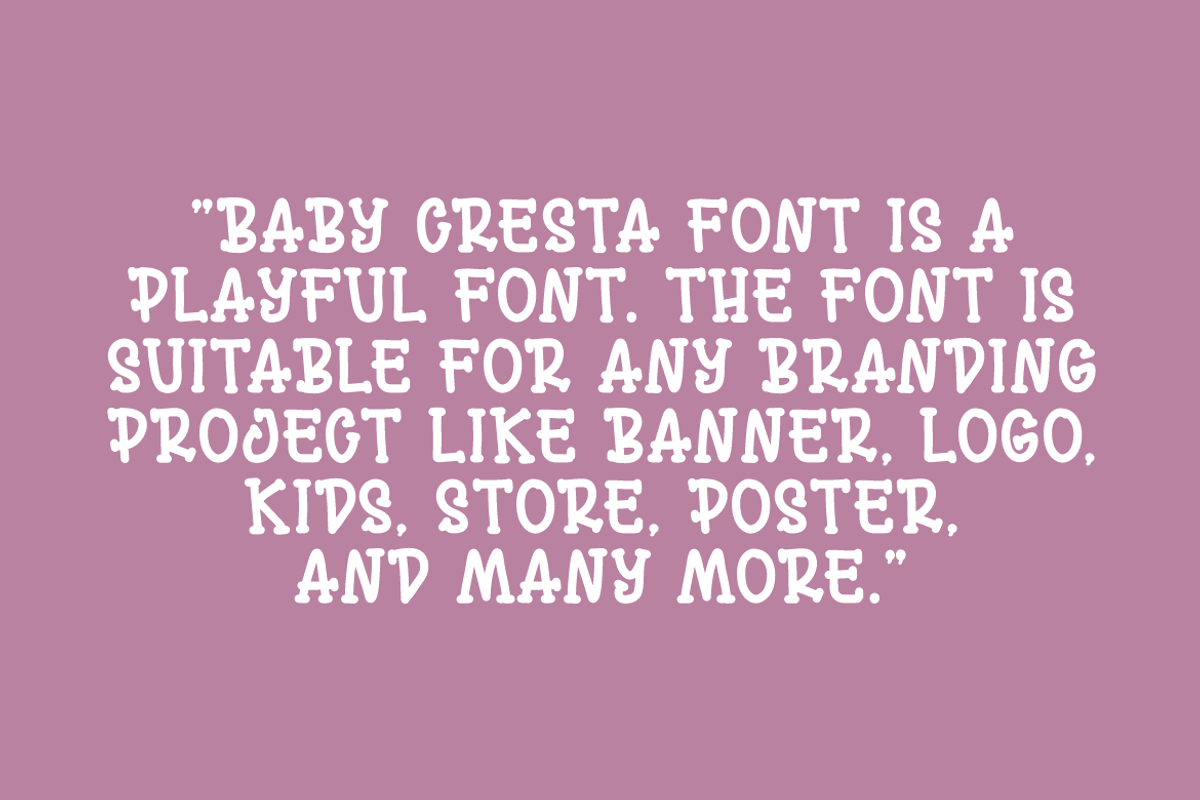 Baby Cresta - Kids Font, a Serif Font by Iqsiart Studio (Photo 4 of 7)
