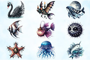 Summer Gothic Beach Aquatic Animals, an Illustration by Craft Nest (Thumbnail 4 of 6)
