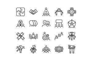 Teamwork Signs Icons Set. Vector
