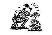 Funny Halloween Skeleton with Dog, an Object Graphic by T-shirt Pond (Thumbnail 2 of 3)