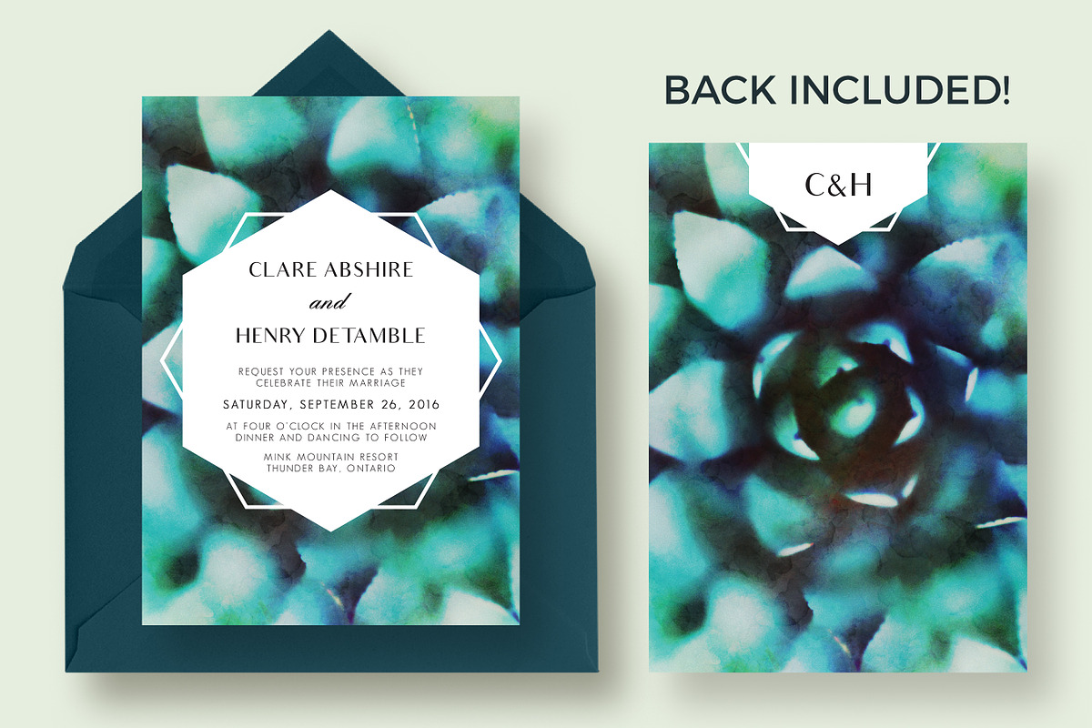 Succulent Wedding Invitation Suite, an Invitation Template by Knotted Design (Photo 3 of 6)