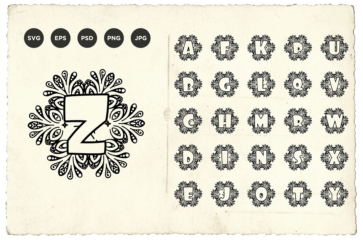 Initial Alphabet mandala monogram, a Branding & Logo Template by vectorartificer (Photo 1 of 6)
