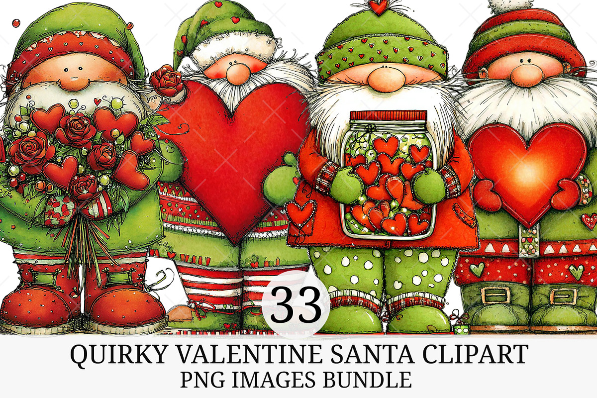 Quirky Valentine Santa Clipart, an Illustration by Craft Nest (Photo 1 of 8)