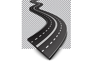 Curved road with white markings, a Transportation Illustration by piter.goskov