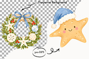 Coastal Christmas Clipart Beach PNG, a Seasonal Illustration by SugarCloudStudioArt (Thumbnail 2 of 5)