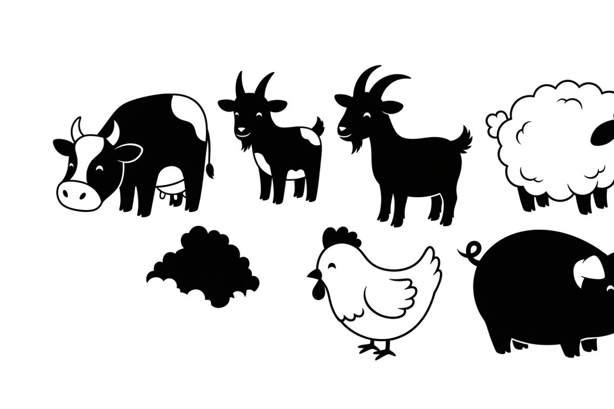 Cute Farm Animal Silhouette Bundle, an Illustration by hafijul (Photo 45 of 51)
