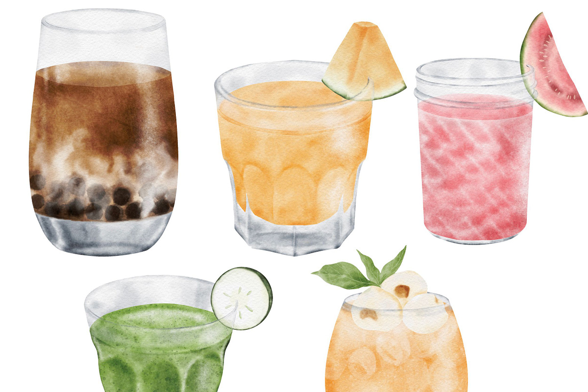 Watercolor Coffee, Chocolate & Juice, a Food Illustration by ArtbyHien (Photo 5 of 8)