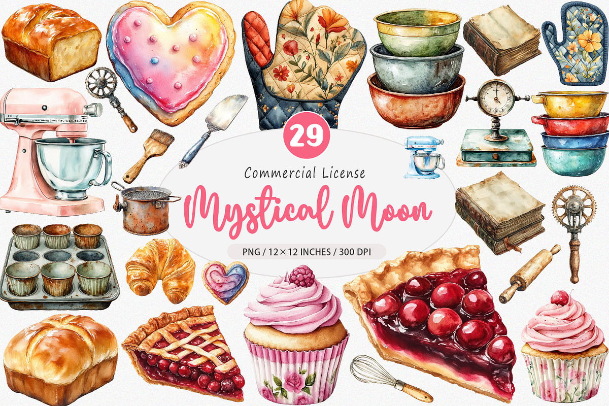 Vintage Baking Sublimation Clipart, an Illustration by SinaCreation (Photo 1 of 5)