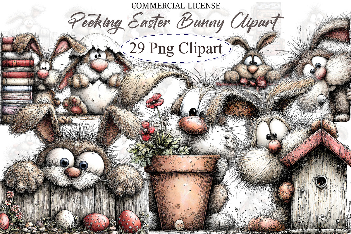 Peeking Easter Bunny Clipart, an Illustration by designcity5 (Photo 1 of 5)