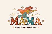 Flying woman with baby and coffee, an Object Illustration by PushLogo (Thumbnail 2 of 3)