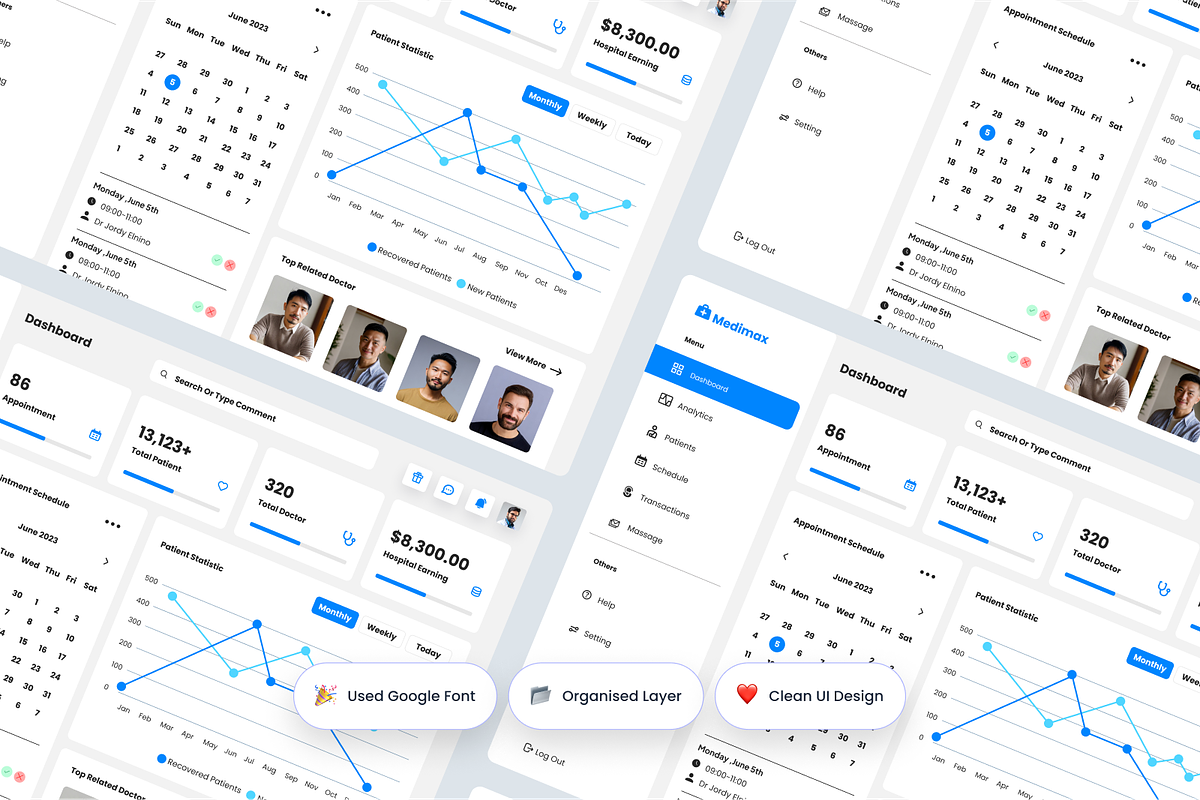 Hospital Management Admin Dashboard, an UI Kit Template by Annora Studio (Photo 3 of 6)