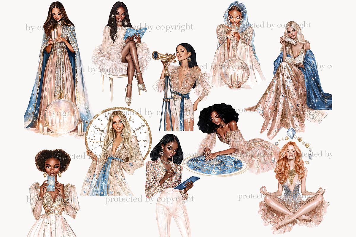 Zodiac Sign Clipart Set Celestial, a Person Illustration by GlamArtZhanna (Photo 5 of 8)