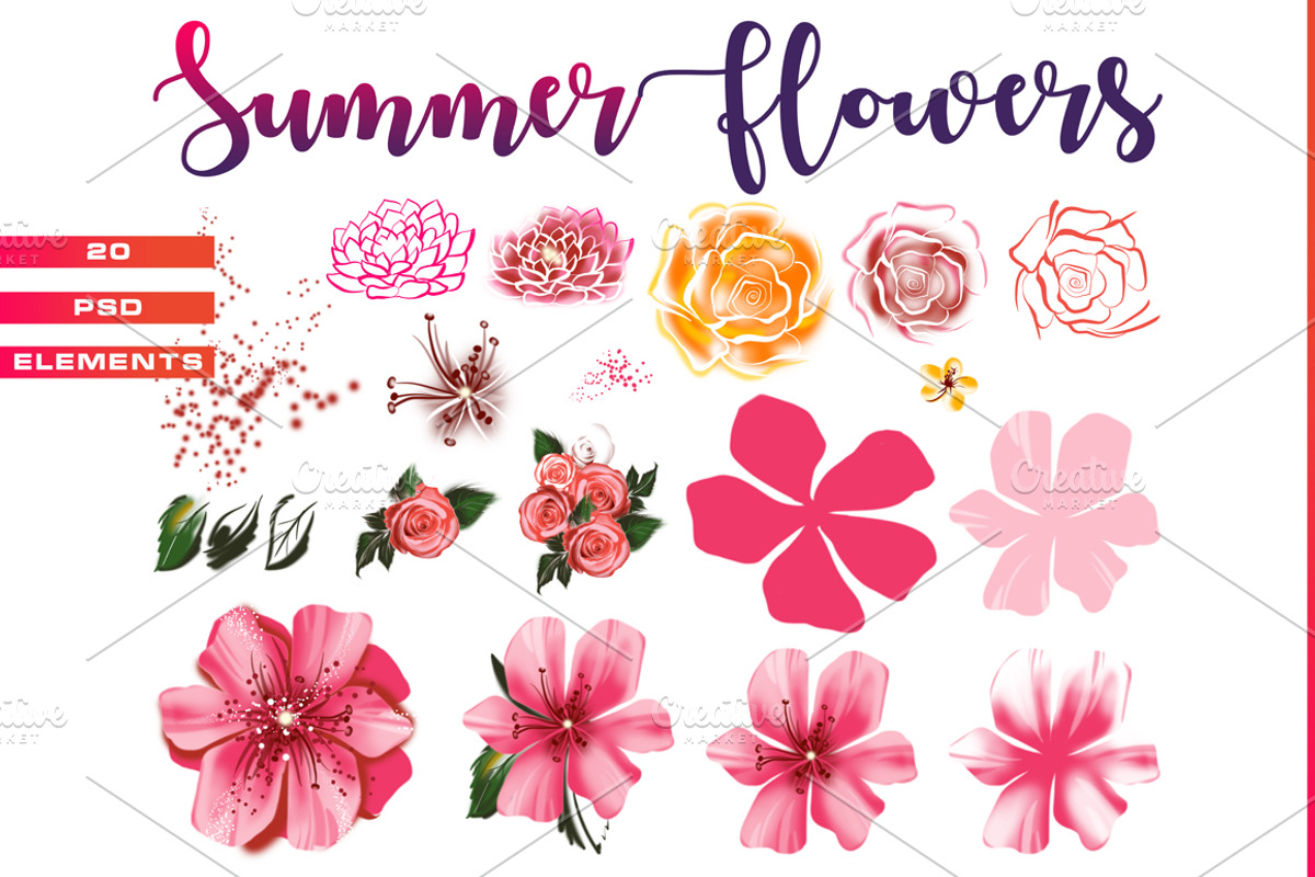 Summer flowers, photoshop painting, a Decorative Illustration by Allween (Photo 3 of 13)