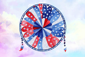 4th Of July Floral Dream Catcher PNG