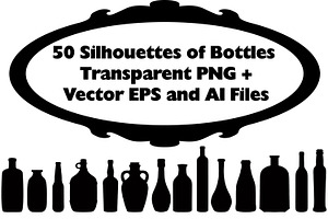 50 Silhouettes of Bottles, an Object Illustration by Kseniya-Omega