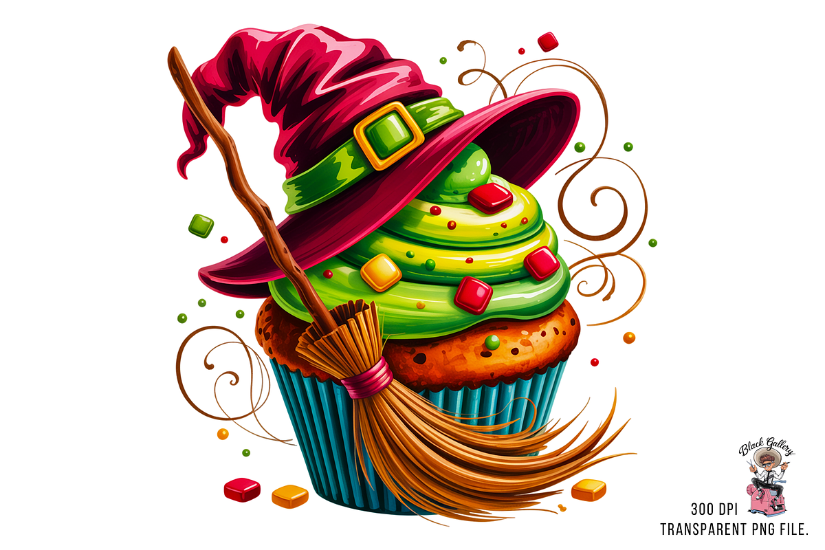 Witch Cupcake PNG Bundle, a Graphic by Clipart Studio (Photo 6 of 11)