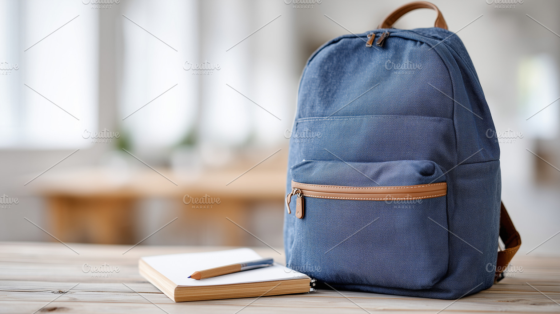 Blue backpack with a notebook, a School & Education Photo by MistyDay