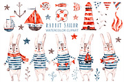 Sea rabbits naive watercolor clipart, an Animal Illustration by UlitkaStudio (Thumbnail 1 of 9)