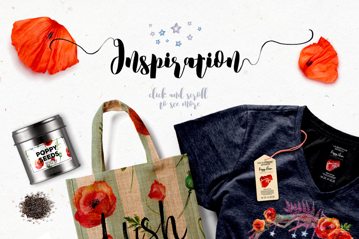 Poppy Mania Watercolor Clip Art Set, a Decorative Illustration by Inna Sinano (Photo 7 of 7)