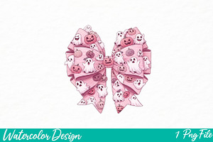 Pink Halloween Coquette Bows PNG, an Illustration by Watercolor design