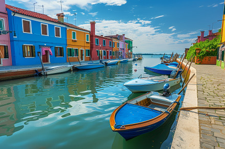 Charming boats float gently in the t, a Photo by Tanuart