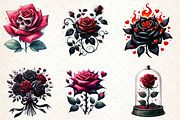 Watercolor Valentine Gothic Roses, an Illustration by CreationArt (Thumbnail 4 of 5)
