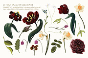 Dark Botanical Flowers pattern&motif, a Decorative Illustration by PenguinArtStudio (Thumbnail 4 of 6)