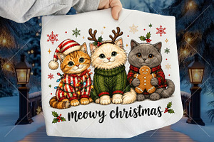 Meowy Christmas Cats Sublimation PNG, a Seasonal Illustration by Canvas Craft