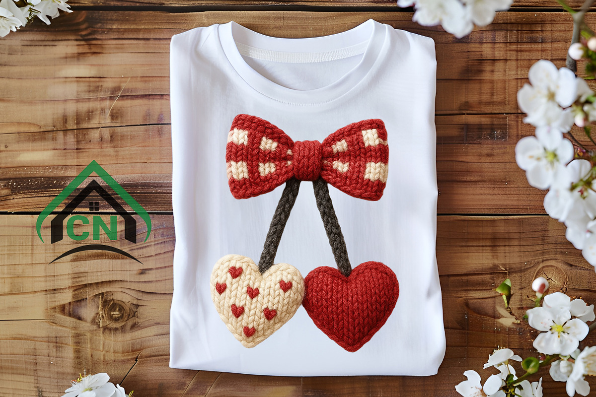 Knitted Bow with Double Hearts Png, an Illustration by Craft Nest (Photo 4 of 6)