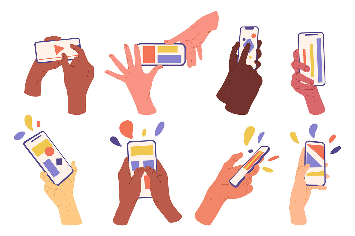 Human hands holding smartphones, a Person Illustration by GreenSky (Photo 3 of 4)