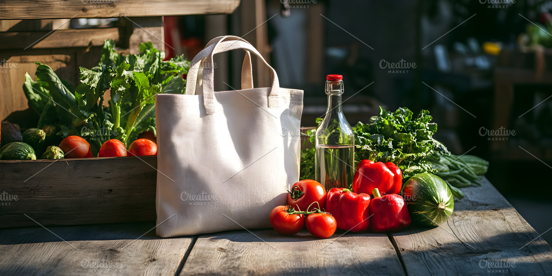 Reusable eco bag with fresh market v, a Food & Drink Photo by Photostock