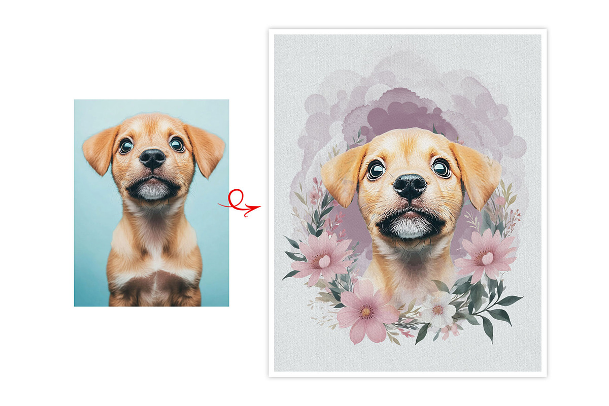 Flower Custom Watercolor Pet Art, an Action Add-On by MRI STUDIO (Photo 8 of 23)