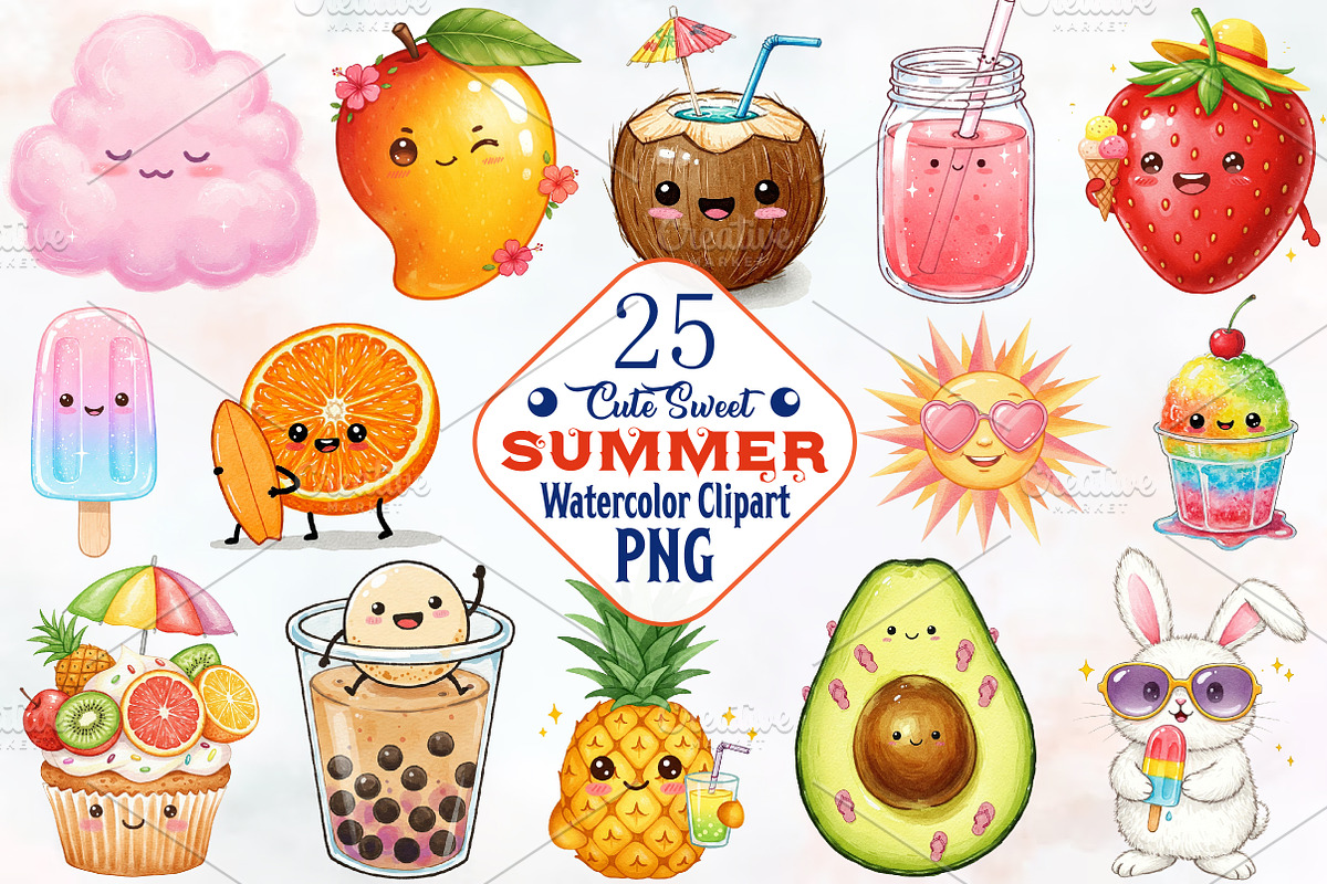 Cute Sweet Summer Clipart, an Illustration by RobertsArt (Photo 1 of 7)