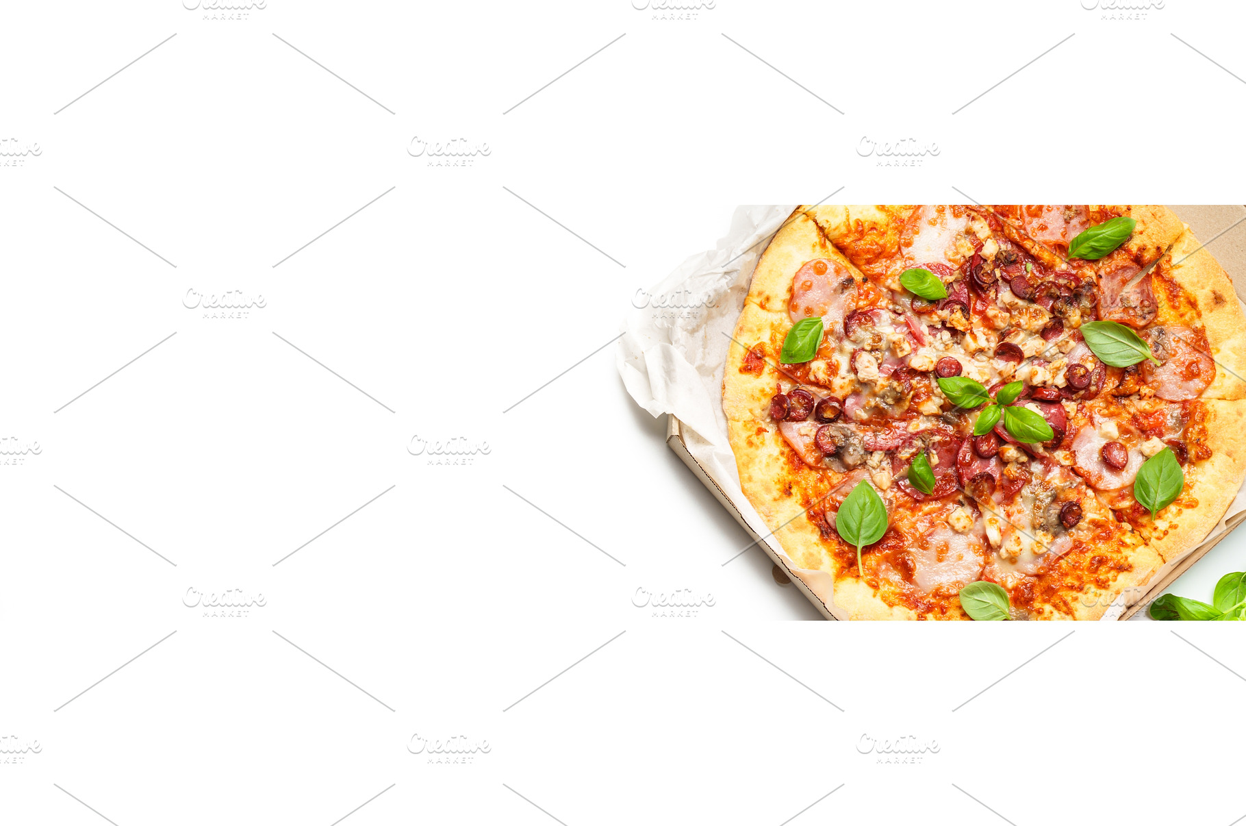 Pizza Margarita in a cardboard box, a Food & Drink Photo by Nadia-nb