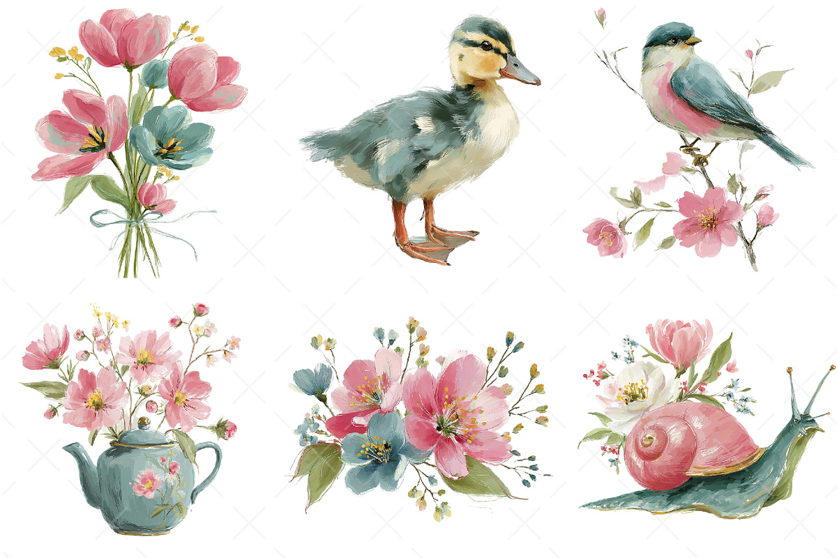 Whimsical Spring Watercolor Clipart, an Illustration by Craft Nest (Photo 7 of 7)