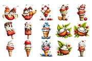 Ice Cream Watercolor Clipart PNG, a Food Illustration by Nicolle's Colorful Art (Thumbnail 2 of 6)
